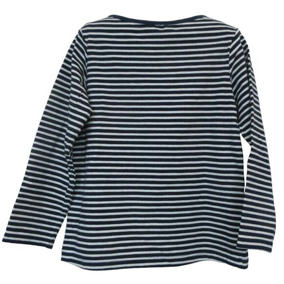 Beebay Size 4 Organic Cotton Stretch Navy & White Stripe Long Sleeve Tee Top NEW - Picture 3 of 5